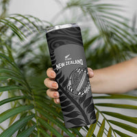 Custom New Zealand Silver Fern Rugby 2025 Skinny Tumbler Go Champions Aotearoa Maori Black LT14 - Polynesian Pride