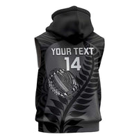 Custom New Zealand Silver Fern Rugby 2025 Sleeveless Hoodie Go Champions Aotearoa Maori Black LT14 - Polynesian Pride