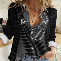 Custom New Zealand Silver Fern Rugby 2025 Women Casual Shirt Go Champions Aotearoa Maori Black LT14 Female Black - Polynesian Pride