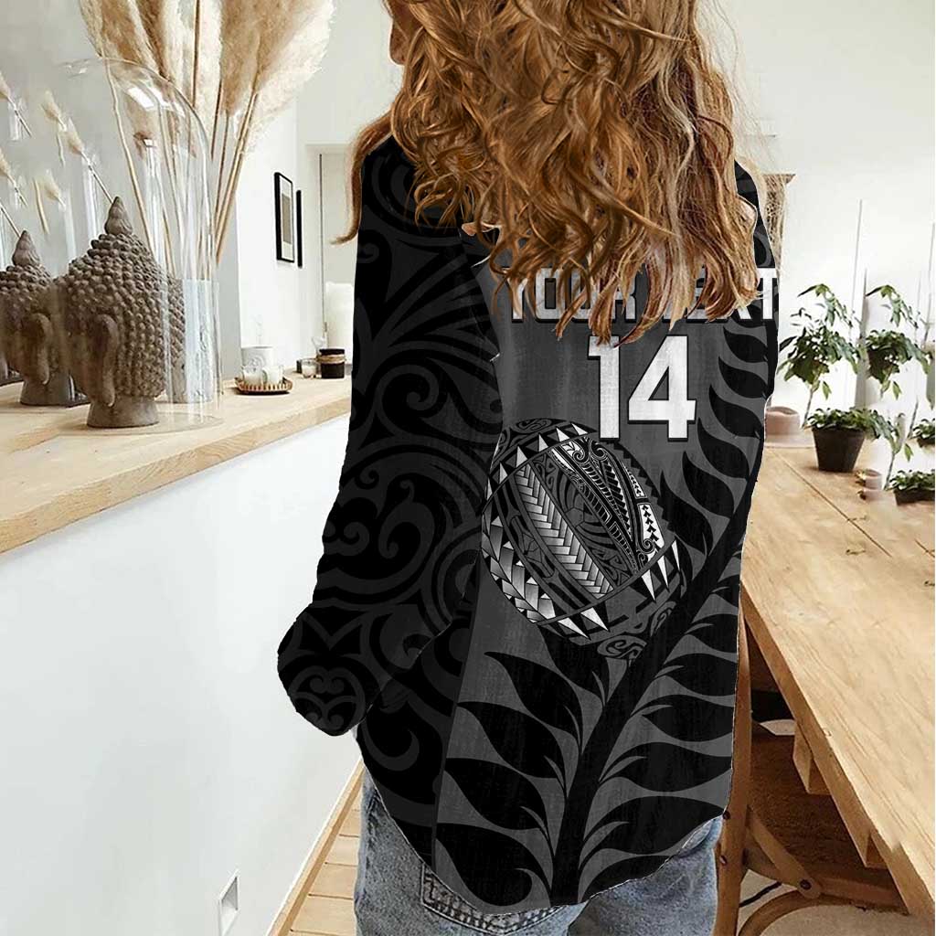 Custom New Zealand Silver Fern Rugby 2025 Women Casual Shirt Go Champions Aotearoa Maori Black LT14 - Polynesian Pride