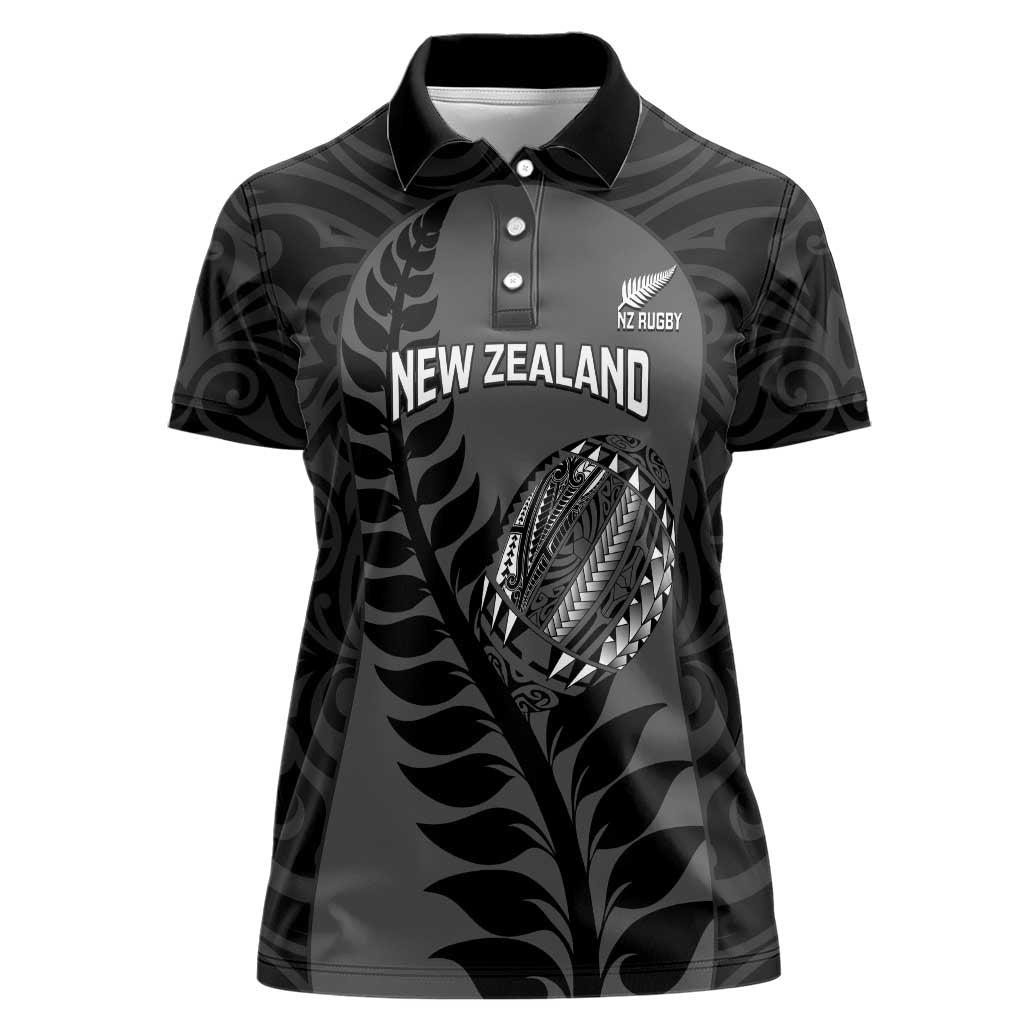 Custom New Zealand Silver Fern Rugby 2025 Women Polo Shirt Go Champions Aotearoa Maori Black LT14 Female Black - Polynesian Pride