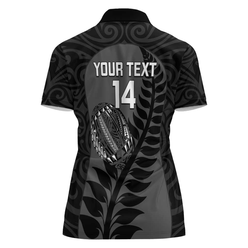 Custom New Zealand Silver Fern Rugby 2025 Women Polo Shirt Go Champions Aotearoa Maori Black LT14 - Polynesian Pride