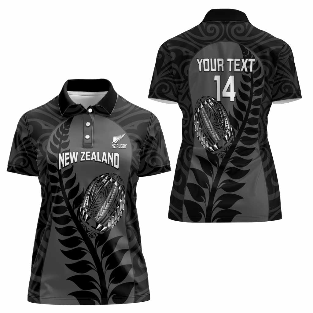 Custom New Zealand Silver Fern Rugby 2025 Women Polo Shirt Go Champions Aotearoa Maori Black LT14 - Polynesian Pride