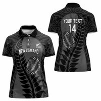 Custom New Zealand Silver Fern Rugby 2025 Women Polo Shirt Go Champions Aotearoa Maori Black LT14 - Polynesian Pride