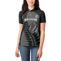 Custom New Zealand Silver Fern Rugby 2025 Women Polo Shirt Go Champions Aotearoa Maori Black LT14 - Polynesian Pride