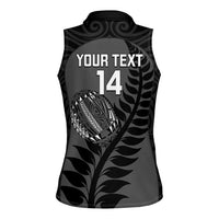 Custom New Zealand Silver Fern Rugby 2025 Women Sleeveless Polo Shirt Go Champions Aotearoa Maori Black LT14 - Polynesian Pride