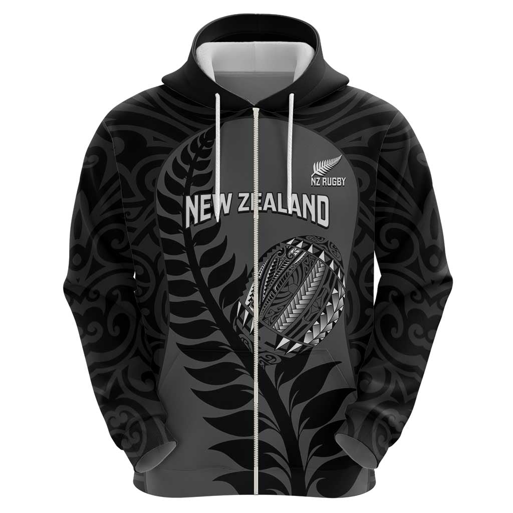 Custom New Zealand Silver Fern Rugby 2025 Zip Hoodie Go Champions Aotearoa Maori Black LT14 - Polynesian Pride