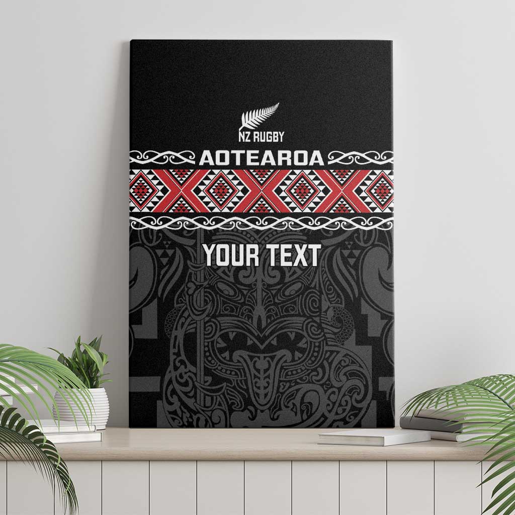 Custom New Zealand Silver Fern Rugby Canvas Wall Art All Black Maori Taniko Pattern LT14 - Polynesian Pride