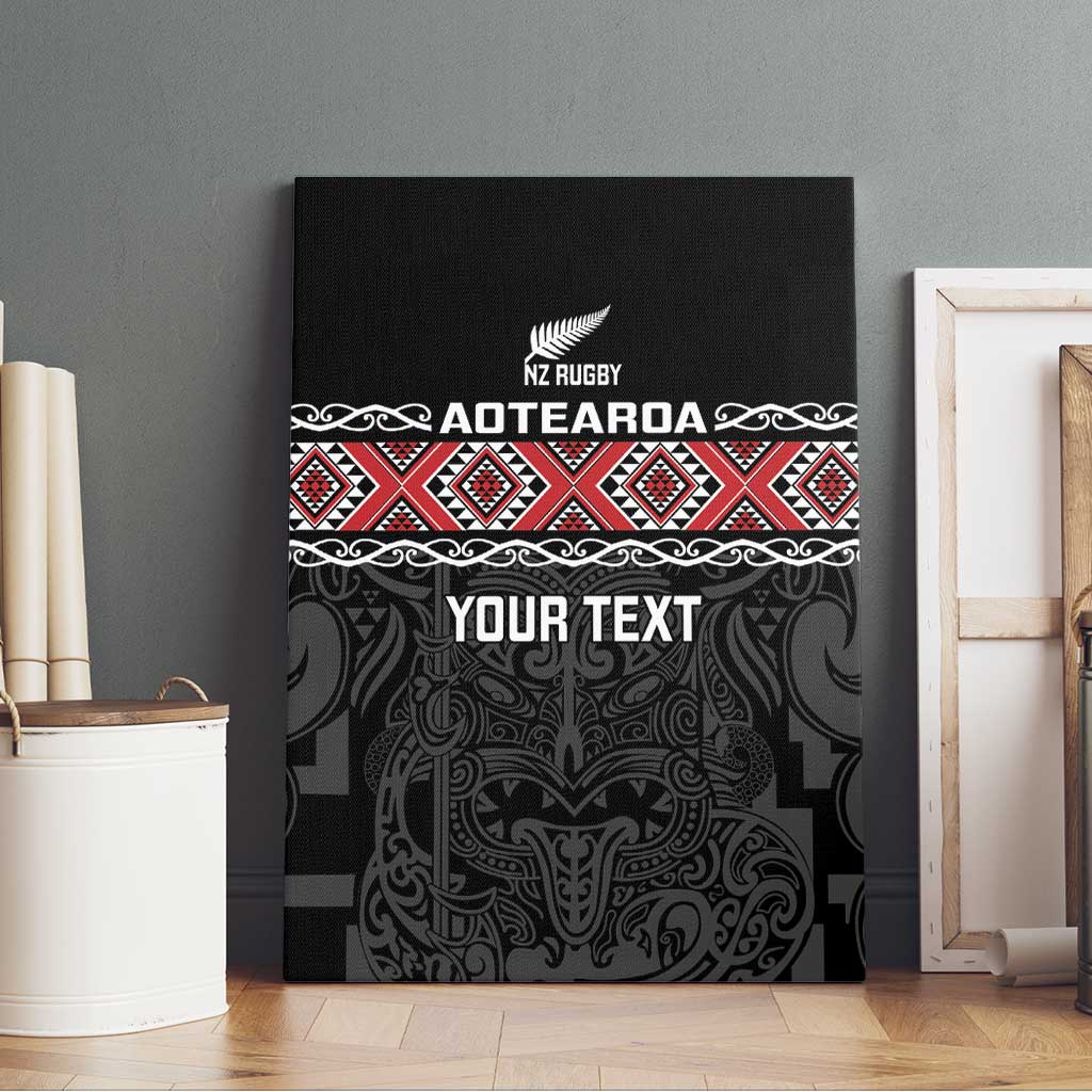 Custom New Zealand Silver Fern Rugby Canvas Wall Art All Black Maori Taniko Pattern LT14 - Polynesian Pride