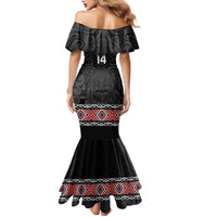 Custom New Zealand Silver Fern Rugby Family Matching Mermaid Dress and Hawaiian Shirt All Black Maori Taniko Pattern LT14 - Polynesian Pride