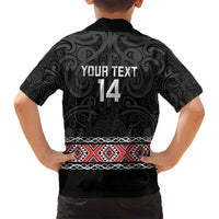 Custom New Zealand Silver Fern Rugby Family Matching Puletasi and Hawaiian Shirt All Black Maori Taniko Pattern LT14 - Polynesian Pride