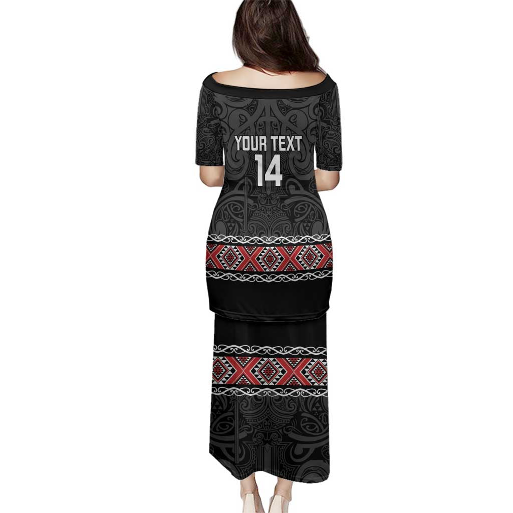 Custom New Zealand Silver Fern Rugby Family Matching Puletasi and Hawaiian Shirt All Black Maori Taniko Pattern LT14 - Polynesian Pride