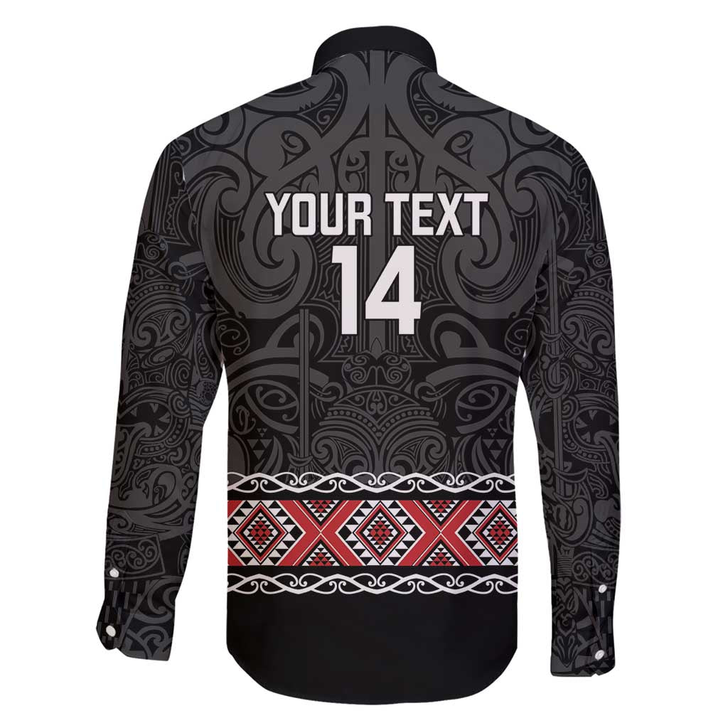 Custom New Zealand Silver Fern Rugby Family Matching Short Sleeve Bodycon Dress and Hawaiian Shirt All Black Maori Taniko Pattern LT14 - Polynesian Pride