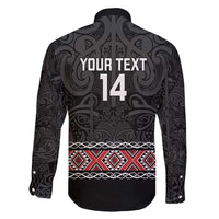 Custom New Zealand Silver Fern Rugby Family Matching Short Sleeve Bodycon Dress and Hawaiian Shirt All Black Maori Taniko Pattern LT14 - Polynesian Pride