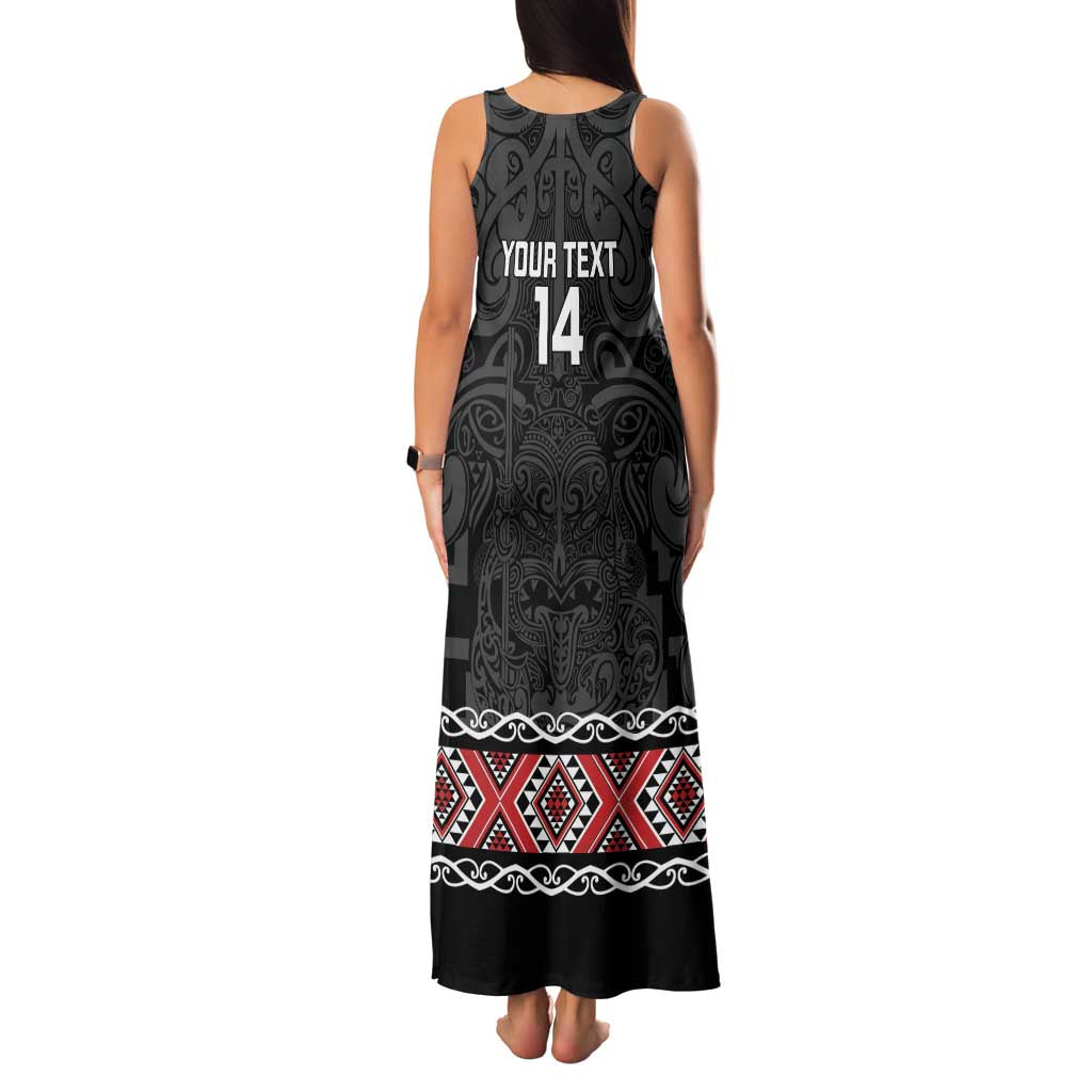 Custom New Zealand Silver Fern Rugby Family Matching Tank Maxi Dress and Hawaiian Shirt All Black Maori Taniko Pattern LT14 - Polynesian Pride