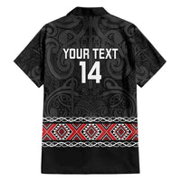 Custom New Zealand Silver Fern Rugby Hawaiian Shirt All Black Maori Taniko Pattern