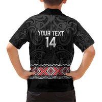 Custom New Zealand Silver Fern Rugby Hawaiian Shirt All Black Maori Taniko Pattern