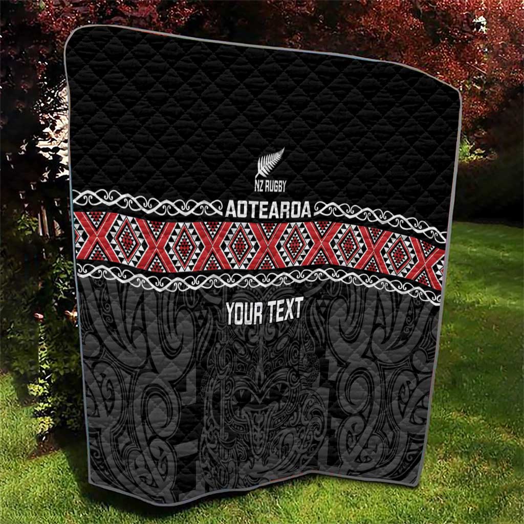 Custom New Zealand Silver Fern Rugby Quilt All Black Maori Taniko Pattern LT14 - Polynesian Pride