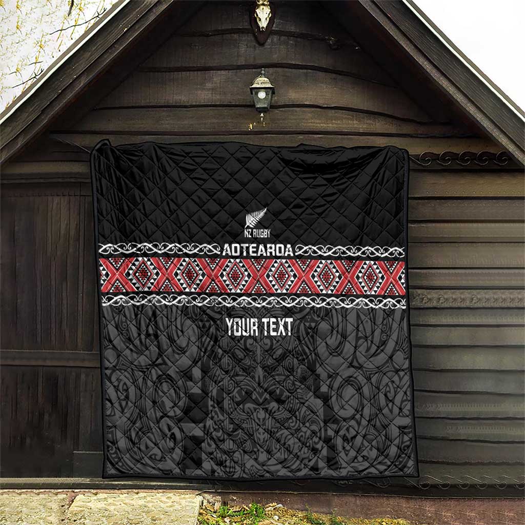 Custom New Zealand Silver Fern Rugby Quilt All Black Maori Taniko Pattern LT14 - Polynesian Pride