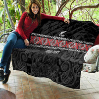 Custom New Zealand Silver Fern Rugby Quilt All Black Maori Taniko Pattern LT14 - Polynesian Pride