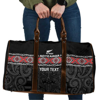 Custom New Zealand Silver Fern Rugby Travel Bag All Black Maori Taniko Pattern - Polynesian Pride