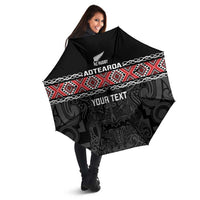 Custom New Zealand Silver Fern Rugby Umbrella All Black Maori Taniko Pattern LT14 - Polynesian Pride