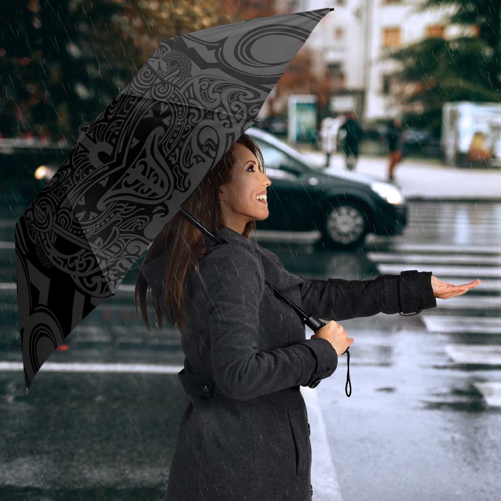 Custom New Zealand Silver Fern Rugby Umbrella All Black Maori Taniko Pattern LT14 - Polynesian Pride