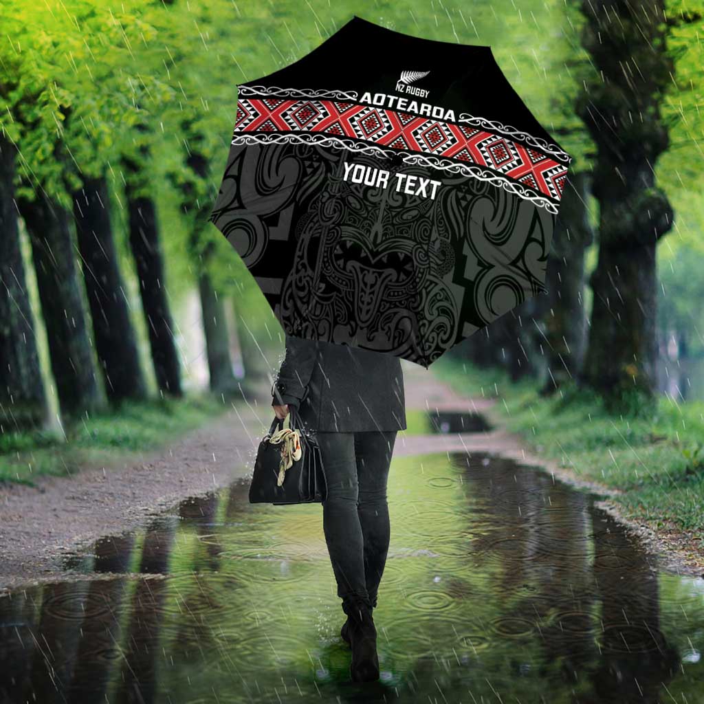 Custom New Zealand Silver Fern Rugby Umbrella All Black Maori Taniko Pattern LT14 - Polynesian Pride