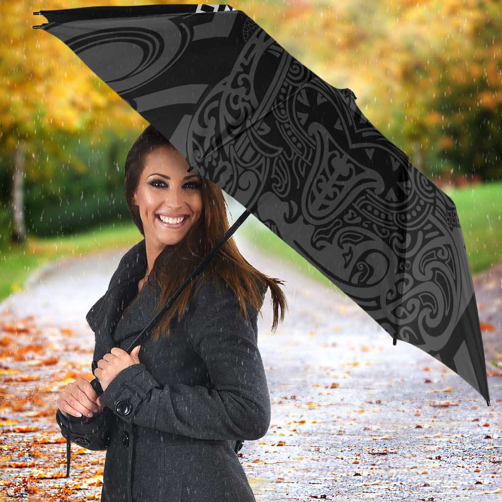 Custom New Zealand Silver Fern Rugby Umbrella All Black Maori Taniko Pattern LT14 - Polynesian Pride