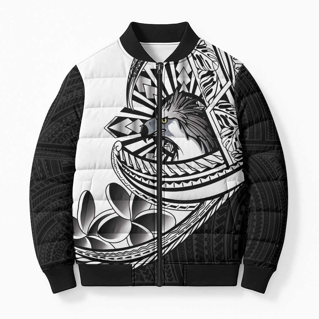 Philippines Eagle Sun Bomber Puffer Jacket Filipino Agila Polynesian Tattoo Black Color