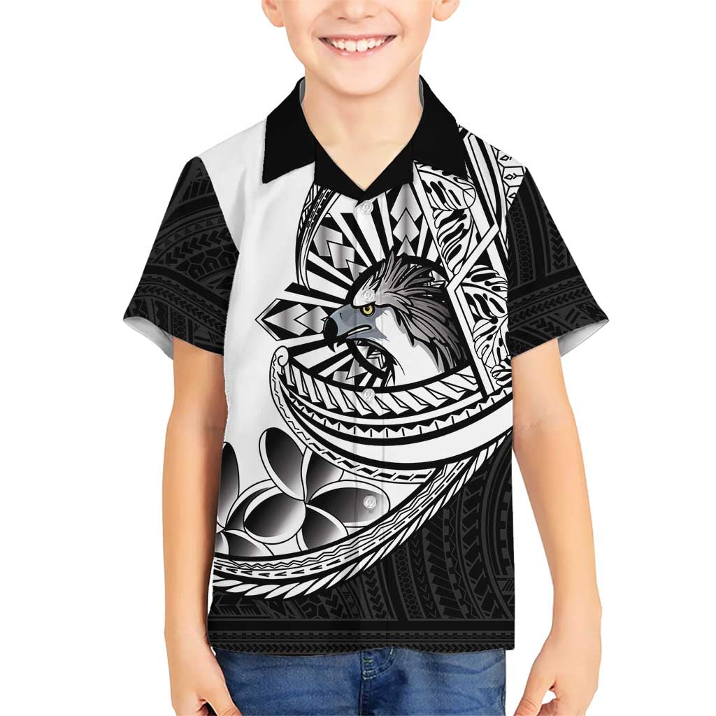 Philippines Eagle Sun Family Matching Mermaid Dress and Hawaiian Shirt Filipino Agila Polynesian Tattoo Black Color LT14 Son's Shirt Black - Polynesian Pride