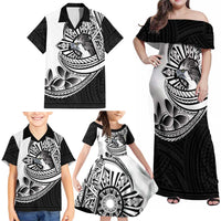 Philippines Eagle Sun Family Matching Off Shoulder Maxi Dress and Hawaiian Shirt Filipino Agila Polynesian Tattoo Black Color LT14 - Polynesian Pride