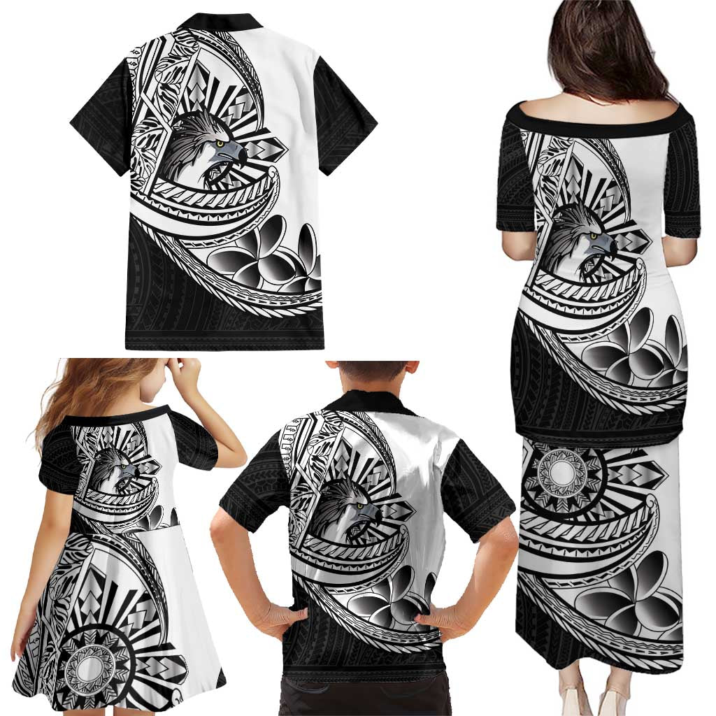 Philippines Eagle Sun Family Matching Puletasi and Hawaiian Shirt Filipino Agila Polynesian Tattoo Black Color LT14 - Polynesian Pride