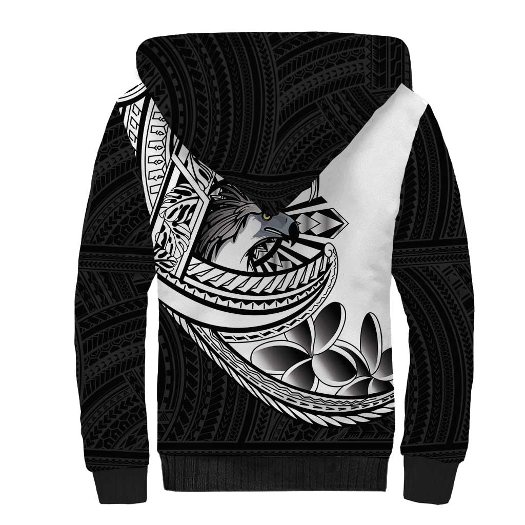 Philippines Eagle Sun Sherpa Hoodie Filipino Agila Polynesian Tattoo Black Color
