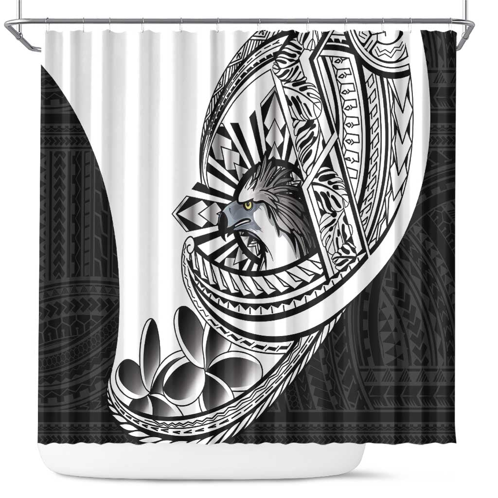 Philippines Eagle Sun Shower Curtain Filipino Agila Polynesian Tattoo Black Color