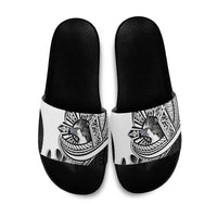 Philippines Eagle Sun Slide Sandals Filipino Agila Polynesian Tattoo Black Color