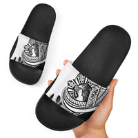 Philippines Eagle Sun Slide Sandals Filipino Agila Polynesian Tattoo Black Color