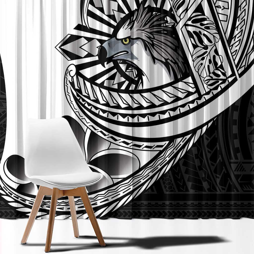Philippines Eagle Sun Window Curtain Filipino Agila Polynesian Tattoo Black Color