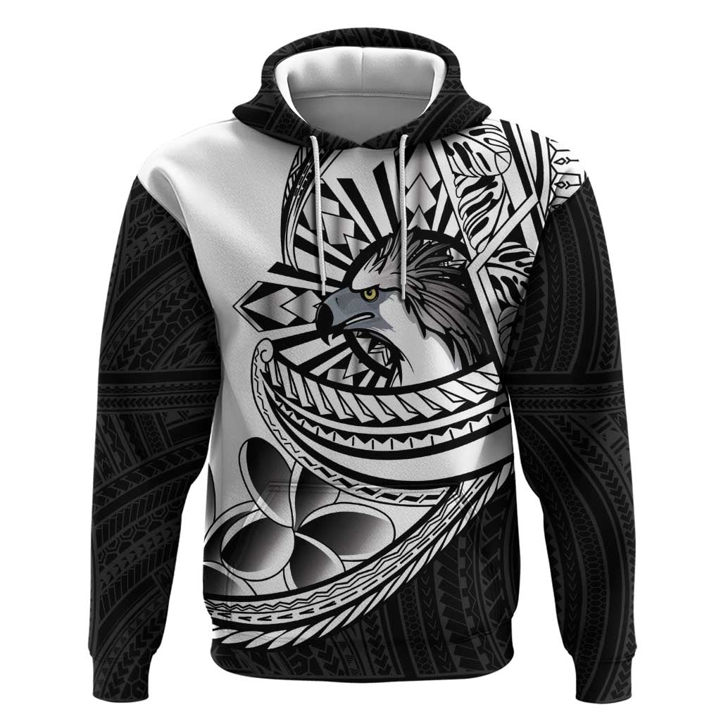 Philippines Eagle Sun Zip Hoodie Filipino Agila Polynesian Tattoo Black Color