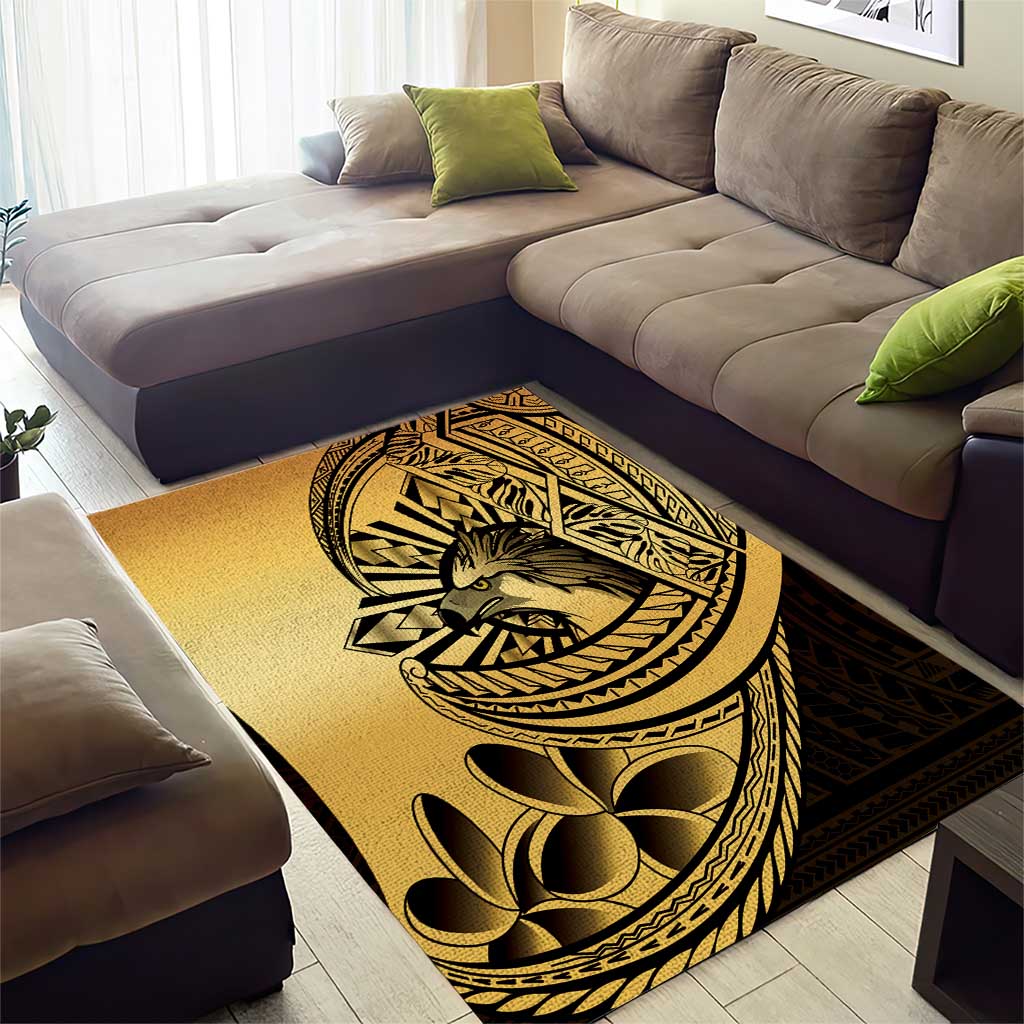 Philippines Eagle Sun Area Rug Filipino Agila Polynesian Tattoo Gold Color