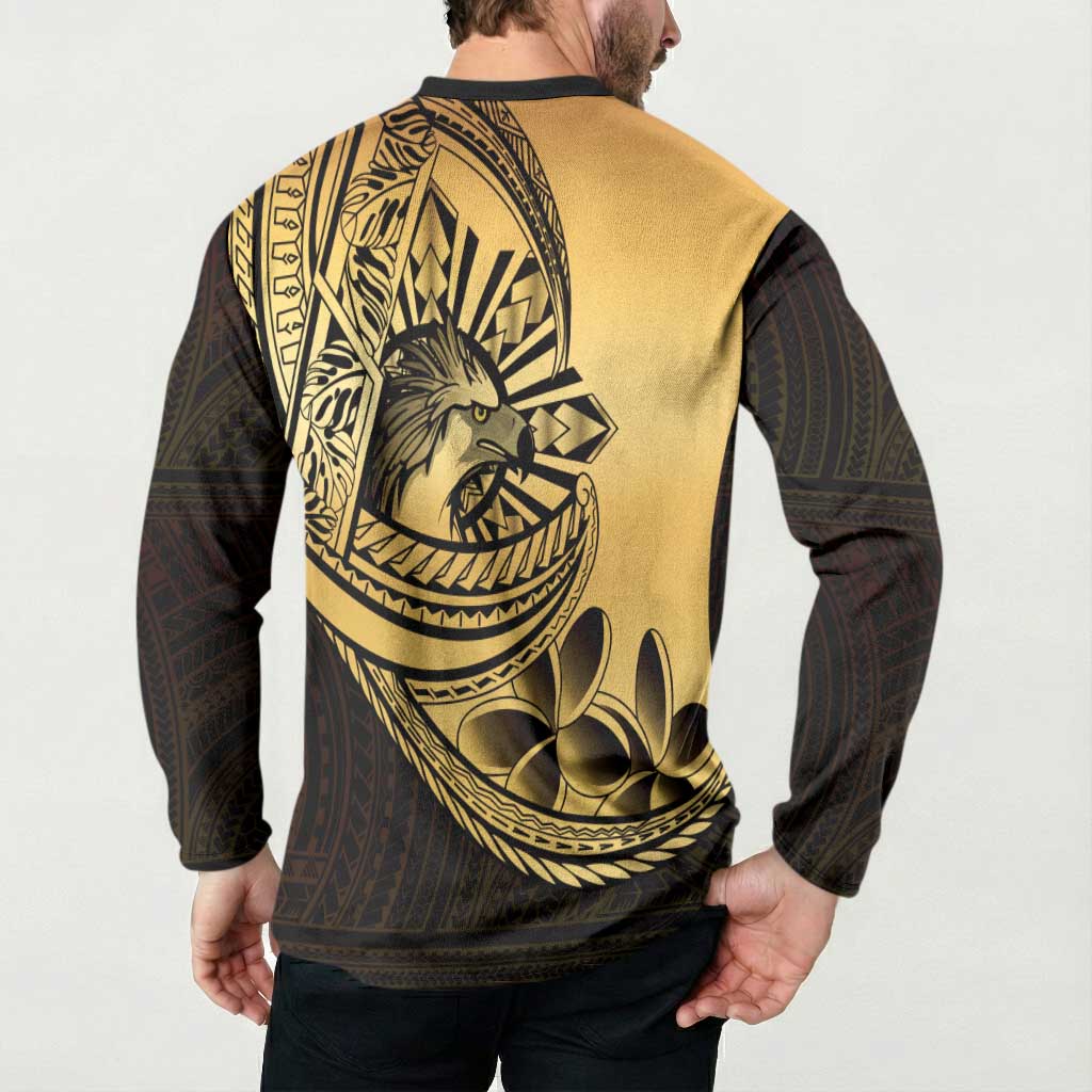 Philippines Eagle Sun Button Sweatshirt Filipino Agila Polynesian Tattoo Gold Color