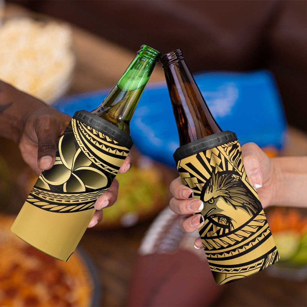 Philippines Eagle Sun 4 in 1 Can Cooler Tumbler Filipino Agila Polynesian Tattoo Gold Color