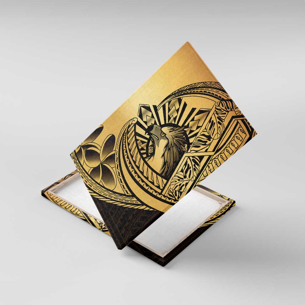 Philippines Eagle Sun Canvas Wall Art Filipino Agila Polynesian Tattoo Gold Color