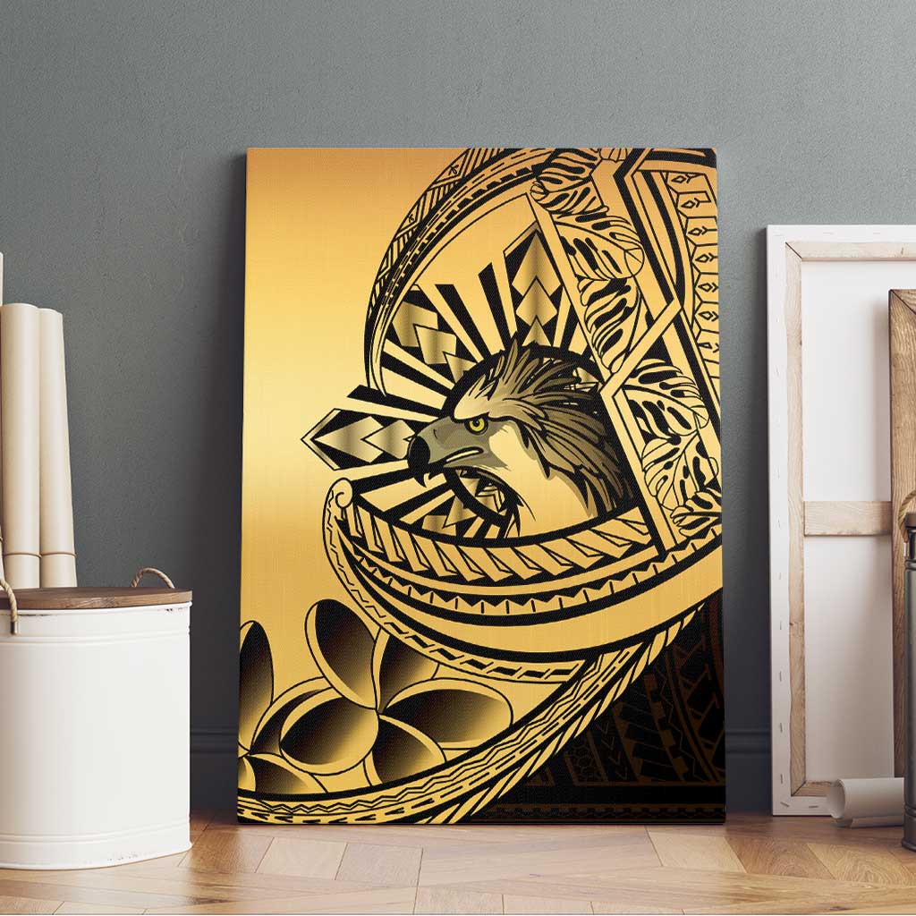 Philippines Eagle Sun Canvas Wall Art Filipino Agila Polynesian Tattoo Gold Color