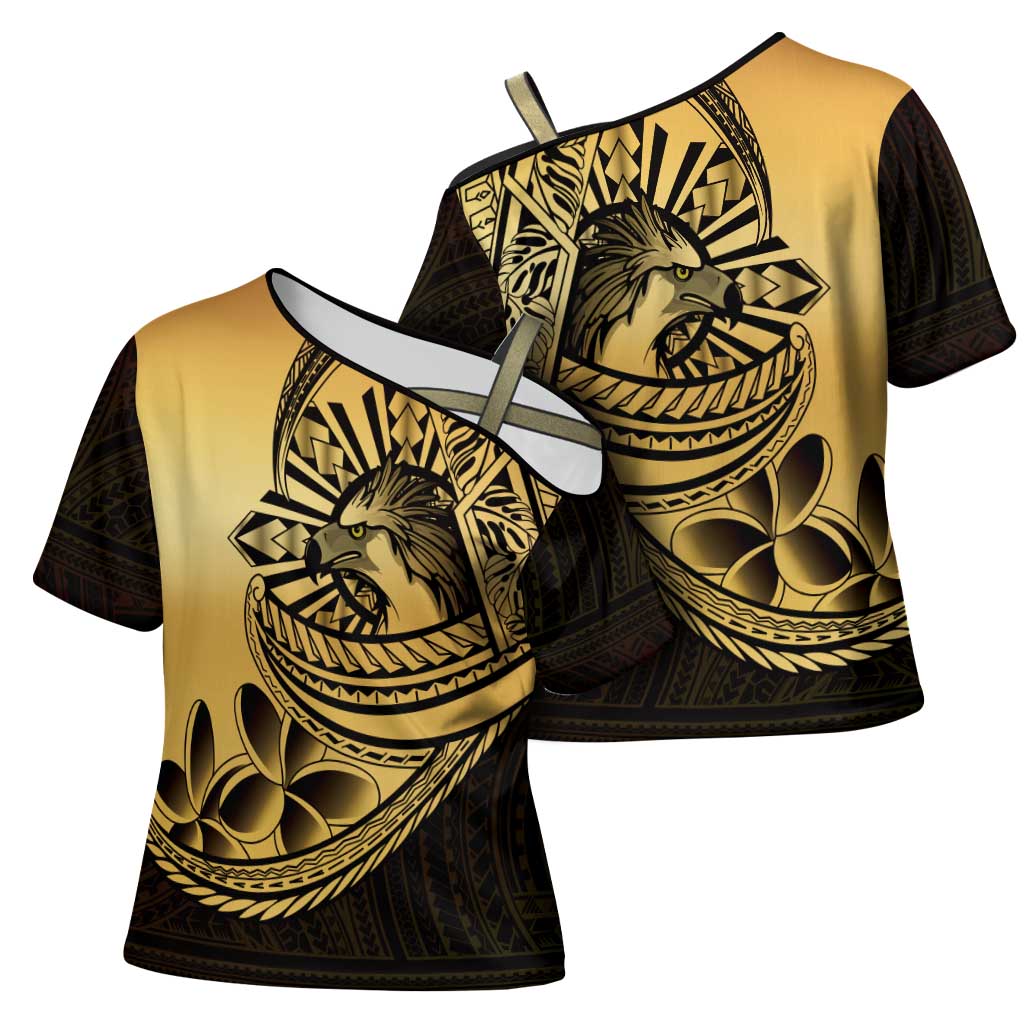Philippines Eagle Sun Cross Shoulder Shirt Filipino Agila Polynesian Tattoo Gold Color