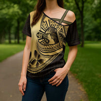 Philippines Eagle Sun Cross Shoulder Shirt Filipino Agila Polynesian Tattoo Gold Color