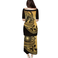Philippines Eagle Sun Family Matching Puletasi and Hawaiian Shirt Filipino Agila Polynesian Tattoo Gold Color LT14 - Polynesian Pride
