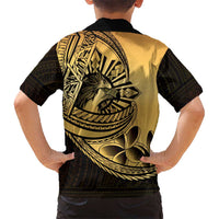 Philippines Eagle Sun Family Matching Summer Maxi Dress and Hawaiian Shirt Filipino Agila Polynesian Tattoo Gold Color LT14 - Polynesian Pride