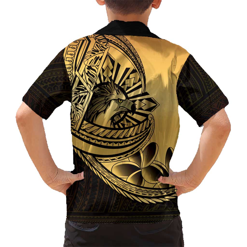 Philippines Eagle Sun Family Matching Tank Maxi Dress and Hawaiian Shirt Filipino Agila Polynesian Tattoo Gold Color LT14 - Polynesian Pride