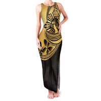 Philippines Eagle Sun Family Matching Tank Maxi Dress and Hawaiian Shirt Filipino Agila Polynesian Tattoo Gold Color LT14 Mom's Dress Gold - Polynesian Pride